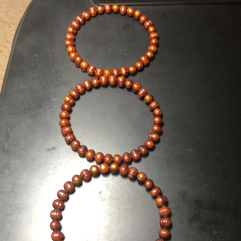 Wood Bead Stretch Bracelet - Brown Beads